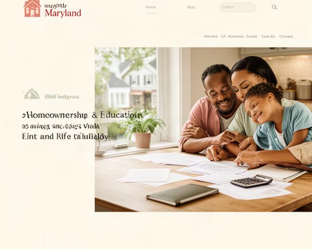 Family reviewing a home savings plan at a kitchen table with a Maryland neighborhood visible through the window